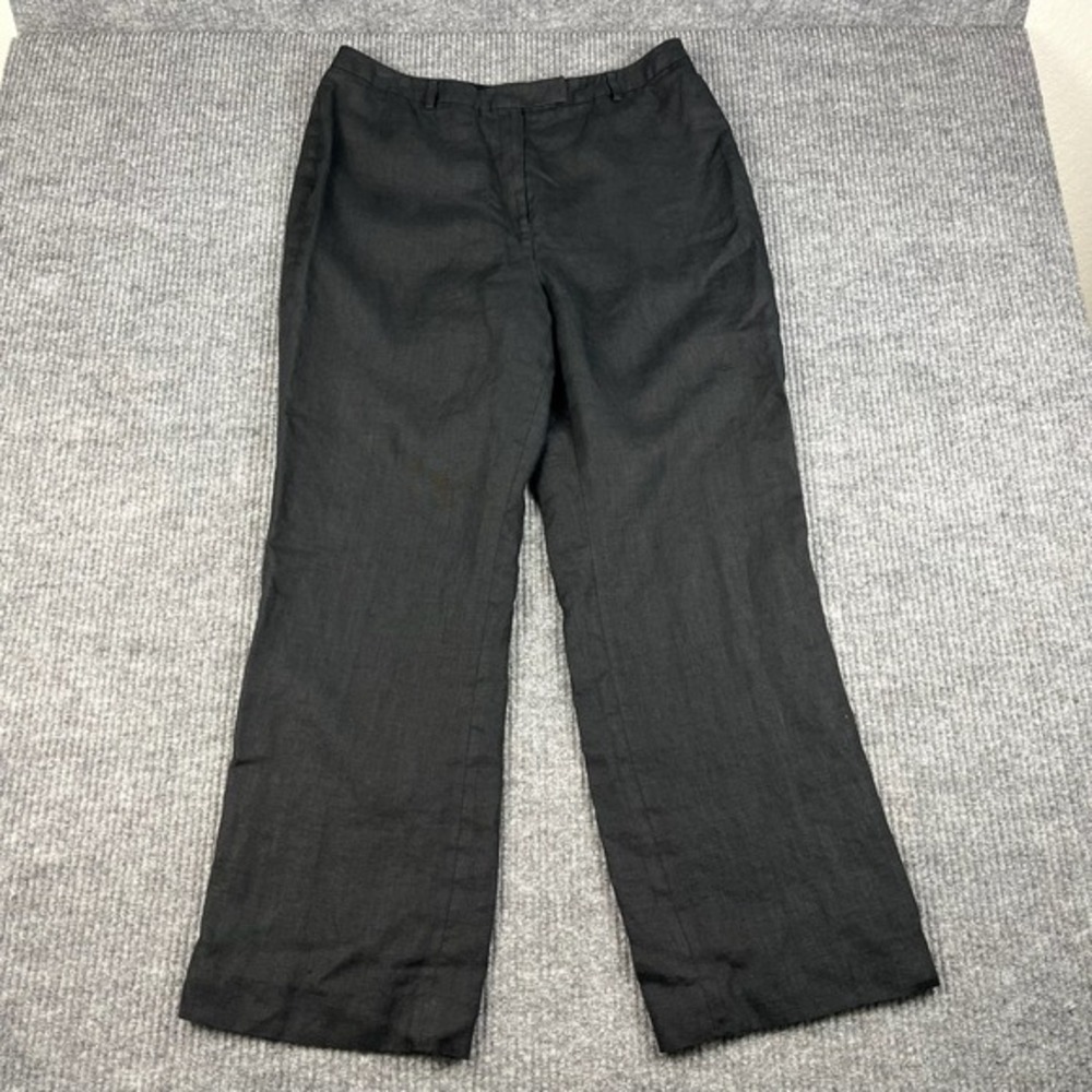 Brooks Brothers Trousers Womens 14 Black Irish Linen Lined Pants Minimalist Work